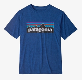 T-Shirt Patagonia Boys LS Cap Cool Daily Boardshort Logo New Navy Bleu