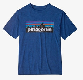 T-Shirt Patagonia Boys Cap Cool Daily P6 Logo Superior Bleu X Dye