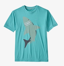 T-Shirt Patagonia Boys LS Cap Cool Daily Boardshort Logo Iggy Bleu X Dye