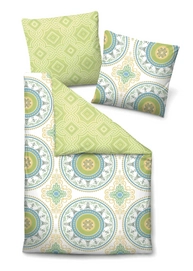 Bettwäsche Biberna Mandala Pistaziengrün Mako-Satin