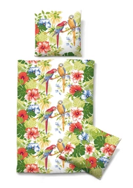 Bettwäsche Biberna Parrot Grün Mako-Satin