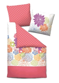 Bettwäsche Biberna Flowerdream Rubin Mako-Satin