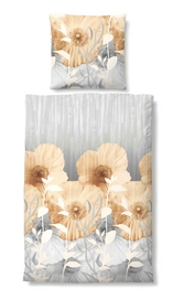 Bettwäsche Biberna Stormflower Grau Mako-Satin