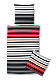 Bettwäsche Biberna Satin Lines Schwarz Mako-Satin