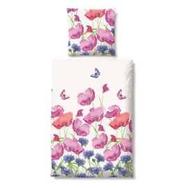 Bettwäsche Biberna Mohnblumen Pink Mako-Satin