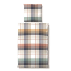 Bettwäsche Biberna Checked Taupe Mako-Satin