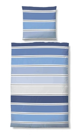 Bettwäsche Biberna Stripe Kornblau Mako-Satin