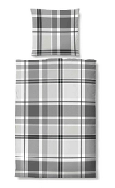 Bettwäsche Biberna Checked Titanium Mako-Satin