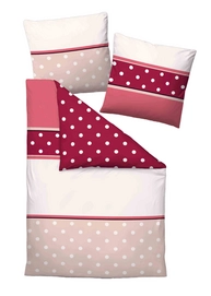 Bettwäsche Biberna Dots Rubin Mako-Satin