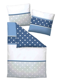 Bettwäsche Biberna Dots Kornblau Mako-Satin