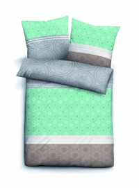 Bettwäsche Biberna Mako-Satin Azalee Taupe Gemustert