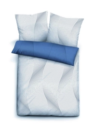 Bettwäsche Biberna Mako-Satin Blau Wellen
