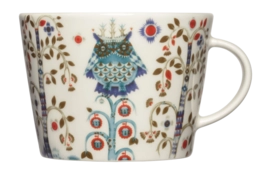 Tazza caffè Iittala Taika 300 ml, Con manico, Porcellana, Gufo, Bianco Multicolore