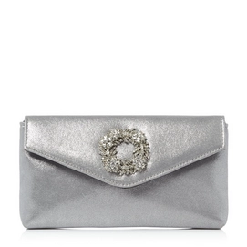 Clutch Dune Breed Brooch Trim Clutch Silver Fabric