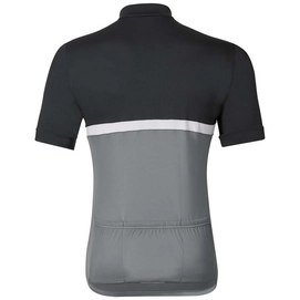 Fietsshirt Odlo Mens Stand-Up Collar S/S Full Zip Fujin Black Steel Grey