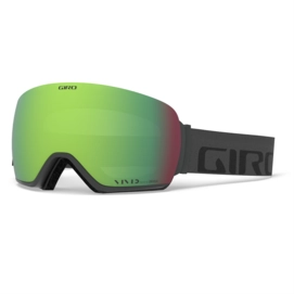 Skibril Giro Article Grey Wordmark Vivid Emerald / Vivid Infrared