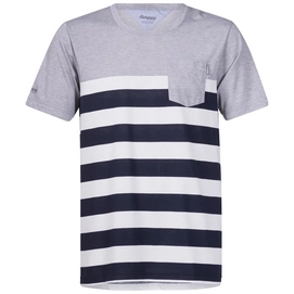 T-Shirt Bergans Mens Lyngor White Navy Striped Grey Mel