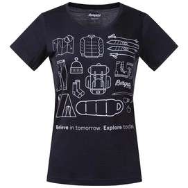 T-Shirt Bergans Women Graphic Wool Tee SS Dark Navy White-S