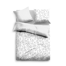 Bettwäsche Tom Tailor Mako-Satin Flowers Grau