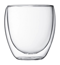 Bicchiere caffe doppio vetro multiuso Bodum Pavina 250 ml, Set da 6, Trasparente
