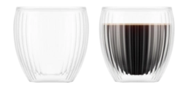 Bicchiere doppio vetro multiuso Bodum Pavina 200 ml, Set da 2, Rigato, Trasparente