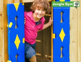Speelset Jungle Gym Jungle Farm + Playhouse 125 + 2-Swing X'tra Blauw