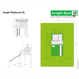 Speelset Jungle Gym Jungle Playhouse + Platform XL + Bridge Geel