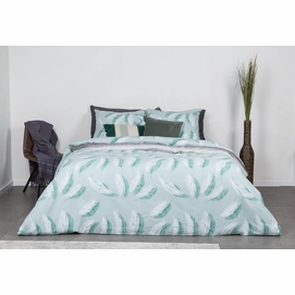 Dekbedovertrek Nightlife Snow Feathers Green Flanel
