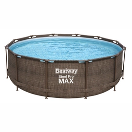 Pool Bestway Power Steel Pro Max Set Rund Rattan Grau (366 x 366 x 100 cm)
