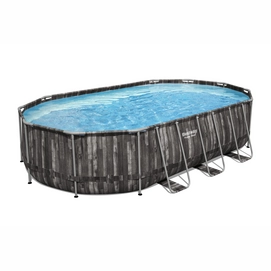 Pool Bestway Power Steel Set Oval Holz Grau (610 x 366 x 122 cm)