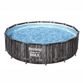 Pool Bestway Power Steel Pro Max Set Rund Holz Grau (427 x 427 x 107 cm)