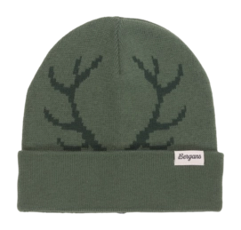 Bonnet Bergans Kids Antlers Beanie Dark Jade Green/Duke Green