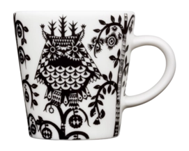 Tazzina caffè Iittala Taika 100 ml, Espresso, Con manico, Porcellana, Gufo, Nero / Bianco