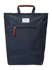 Sac à Dos Sandqvist Tony Navy With Cognac Brown Leather 24