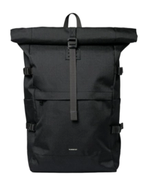 Rucksack Sandqvist Unisex Icon Rolltop Black / Black With Black Leather L