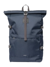 Rugzak Sandqvist Icon Rolltop Navy With Black Leather L