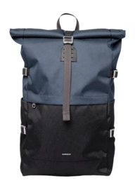 Rucksack Sandqvist Unisex Icon Rolltop Multi Black / Navy With Black Leather L