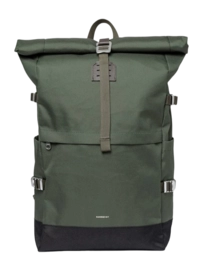 Rugzak Sandqvist Icon Rolltop Dawn Green With Dark Brown Leather L