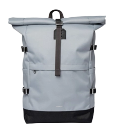 Rucksack Sandqvist Unisex Icon Rolltop Ice Blue With Black Leather L