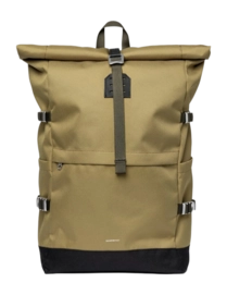 Rucksack Sandqvist Unisex Icon Rolltop Olive Drab With Black Leather L