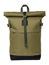 Rugzak Sandqvist Icon Rolltop Olive Drab With Black Leather M