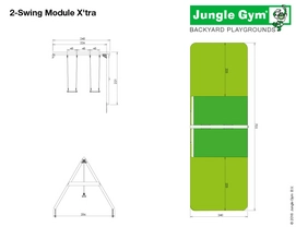 Speelset Jungle Gym Jungle Tower + Balcony + 2-Swing X'tra Rood
