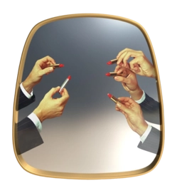 Spiegel Seletti Toiletpaper Mirror With Wooden Frame Lipsticks