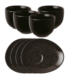 Tasse & Soucoupe Arthur Krupp Porcelaine Eclipse Night (4-Pièces)