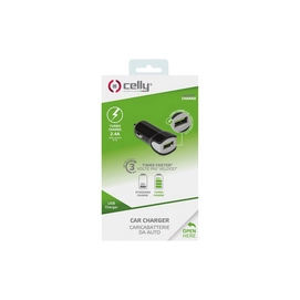 Autolader Celly 1 USB 2.4A Zwart