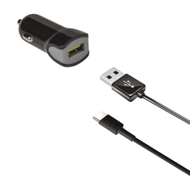 Autolader Celly USB-C 2.4A Zwart