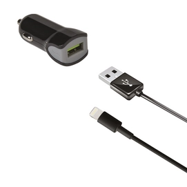 Autolader Celly MFI USB 2.4A Zwart