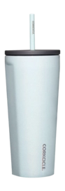 Thermal Mug Corkcicle Cold Cup with Straw Glittery Light Blue 710 ml