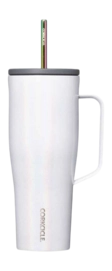 Thermosbeker Corkcicle Cold Cup XL met Rietje Glittery White 890 ml