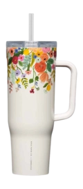 Thermobecher mit Strohhalm Corkcicle Cruiser Creme Floral 1,2 L